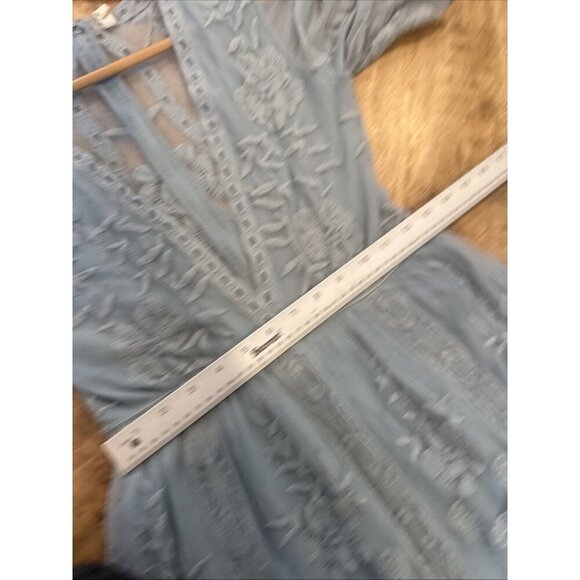 Wishlist Women Medium maxi dress Blue laced V-neck short sleeve lined - Picture 8 of 9